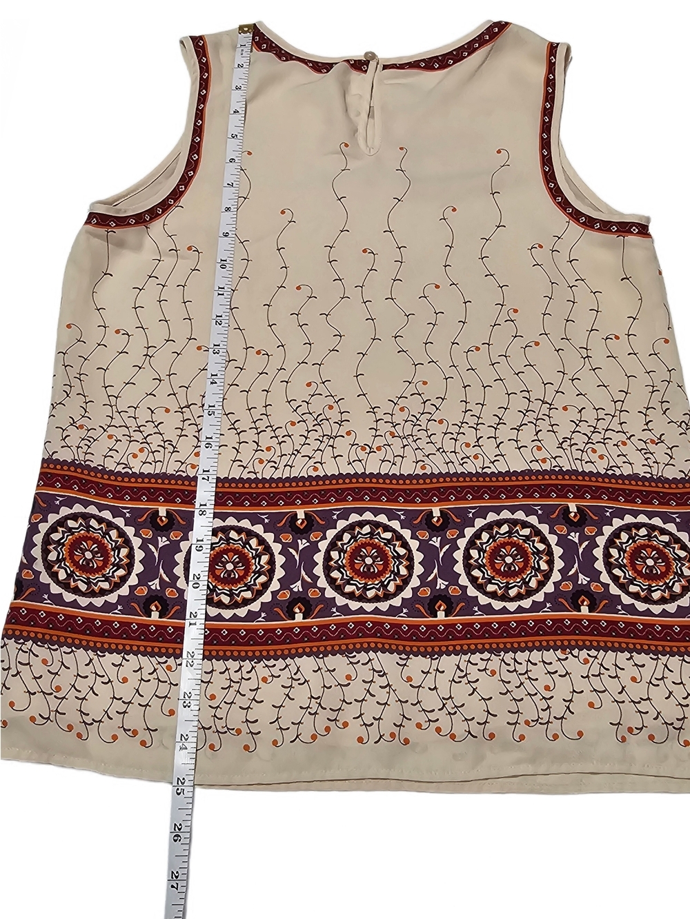 Chelsea & Violet Cream Sleeveless Blouse Tank with Maroon and Orange Accents - Picture 11 of 13